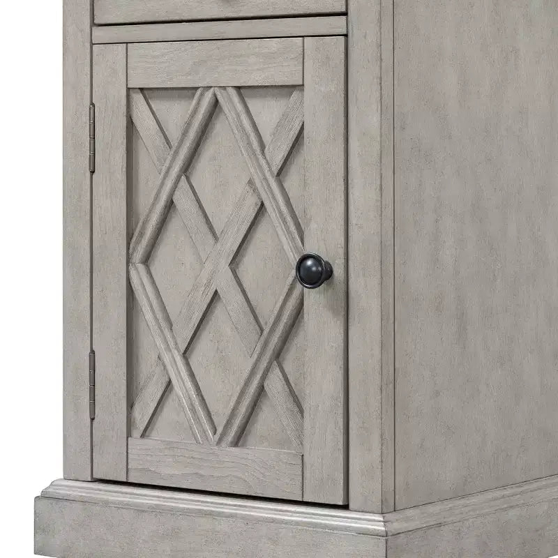 Table d'appoint classique, Table de chevet avec station de recharge, tiroir, armoire de rangement pour salon et chambre - ModernLuxe