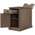 Table d'appoint classique, Table de chevet avec station de recharge, tiroir, armoire de rangement pour salon et chambre - ModernLuxe