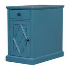 Table d'appoint classique, Table de chevet avec station de recharge, tiroir, armoire de rangement pour salon et chambre - ModernLuxe