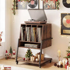 Meuble pour tourne-disque Costway avec station de charge, organisateur de rangement pour disques vinyles, marron rustique/noir