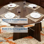 Table de salle à manger ronde de ferme 43,3 po pour 4, Table de cuisine ronde en bois peu encombrante avec base piédestal robuste pour petits espaces et salle à manger
