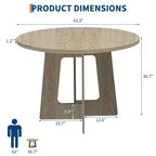 Table de salle à manger ronde de ferme 43,3 po pour 4, Table de cuisine ronde en bois peu encombrante avec base piédestal robuste pour petits espaces et salle à manger