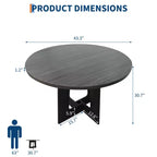 Table de salle à manger ronde de ferme 43,3 po pour 4, Table de cuisine ronde en bois peu encombrante avec base piédestal robuste pour petits espaces et salle à manger