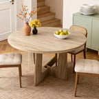Table de salle à manger ronde de ferme 43,3 po pour 4, Table de cuisine ronde en bois peu encombrante avec base piédestal robuste pour petits espaces et salle à manger