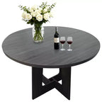 Table de salle à manger ronde de ferme 43,3 po pour 4, Table de cuisine ronde en bois peu encombrante avec base piédestal robuste pour petits espaces et salle à manger