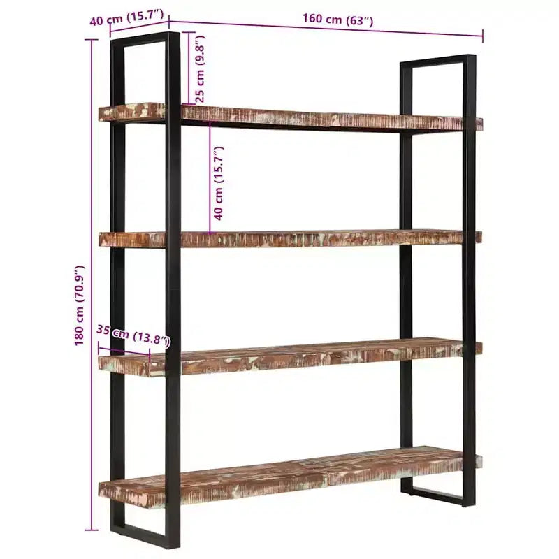 vidaXL Étagère finition couleur mélangée Bois de récupération massif et fer Grand modèle