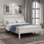FAMYYT Twin Size Platform Bed With Headboard, Easy Assembly, White