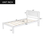 Lit plateforme double FAMYYT avec tête de lit, assemblage facile, blanc