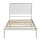 Lit plateforme double FAMYYT avec tête de lit, assemblage facile, blanc