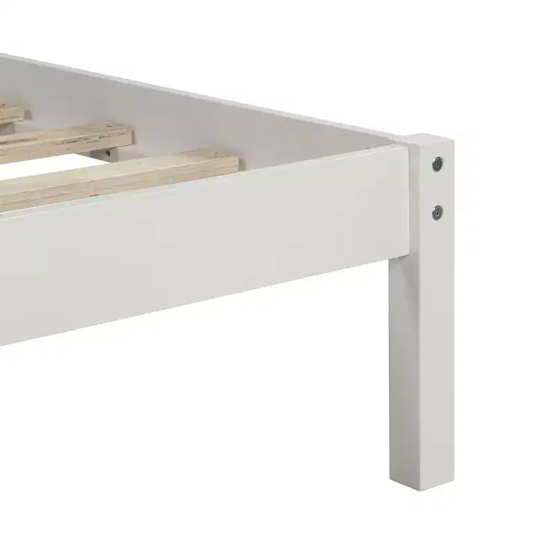 Lit plateforme double FAMYYT avec tête de lit, assemblage facile, blanc