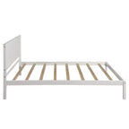 Lit plateforme double FAMYYT avec tête de lit, assemblage facile, blanc