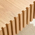 JVNOXK Table basse tambour carrée moderne faite à la main de 90 cm pour salon, avec piédestal robuste en MDF, naturel