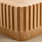 JVNOXK Table basse tambour carrée moderne faite à la main de 90 cm pour salon, avec piédestal robuste en MDF, naturel