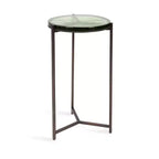 Kate and Laurel Aguilar Glass and Metal Side Table, Green and Bronze, 13x13x24