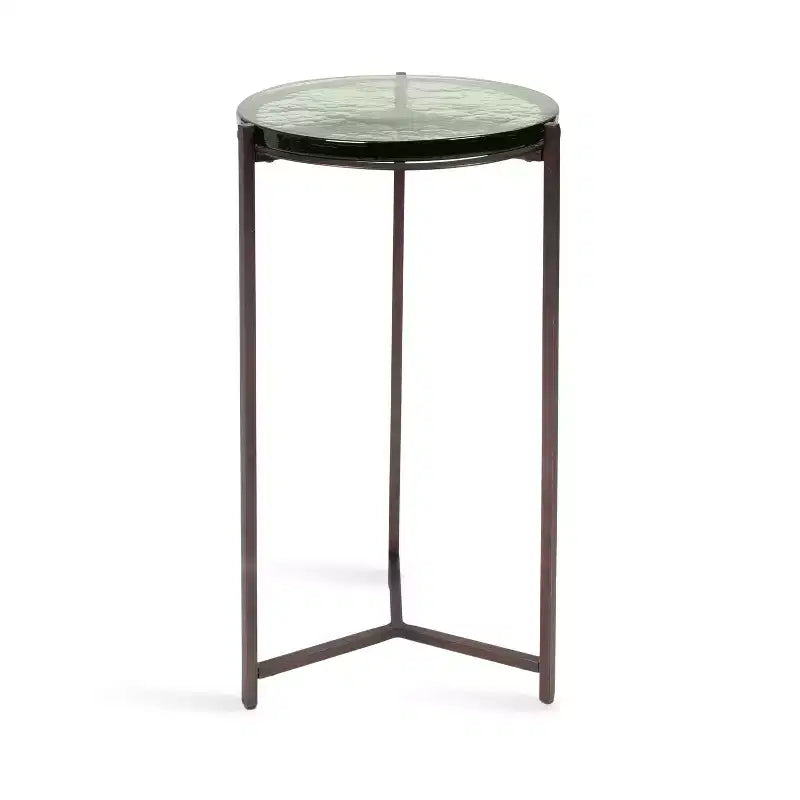 Table d'appoint Kate and Laurel Aguilar en verre et métal, vert et bronze, 13x13x24