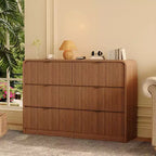 Fluted 6-Drawer Dresser, Modern Bedroom Storage Chest with Rounded Edges, Wood Finish, Wide Storage Furniture for Bedroom, Living Room & Hallway