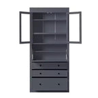 Armoire de cuisine haute avec prises de courant, meuble de rangement autonome avec 3 tiroirs et étagères réglables pour salle à manger