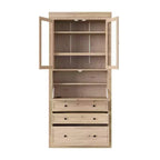 Armoire de cuisine haute avec prises de courant, meuble de rangement autonome avec 3 tiroirs et étagères réglables pour salle à manger