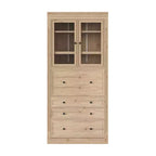 Armoire de cuisine haute avec prises de courant, meuble de rangement autonome avec 3 tiroirs et étagères réglables pour salle à manger