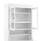 Armoire de cuisine haute avec prises de courant, meuble de rangement autonome avec 3 tiroirs et étagères réglables pour salle à manger