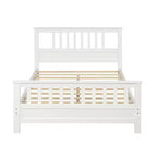 FAMYYT Lit plateforme en bois pleine grandeur avec tête et pied de lit, assemblage facile, blanc