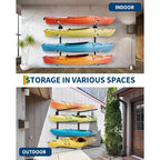 Porte-Kayak Mural Réglable Haute Résistance - Support Mural en Métal pour 4 Kayaks, Canots, Paddle Boards et Planches de Surf - Capacité de Charge 180 kg - Organisateur