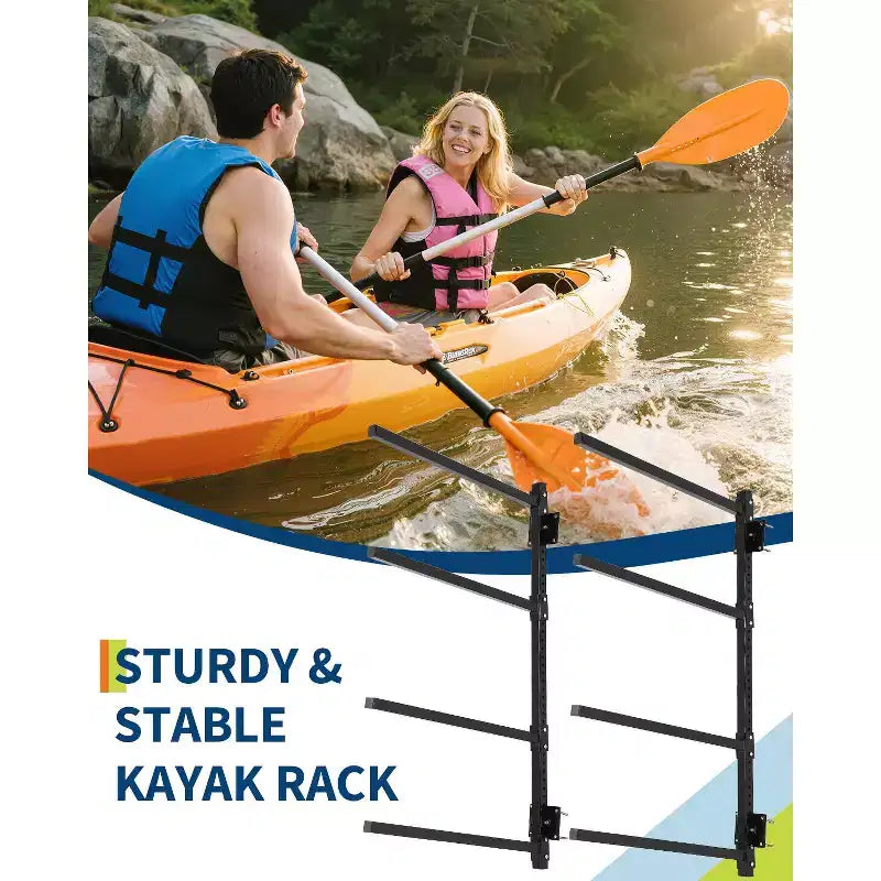 Porte-Kayak Mural Réglable Haute Résistance - Support Mural en Métal pour 4 Kayaks, Canots, Paddle Boards et Planches de Surf - Capacité de Charge 180 kg - Organisateur