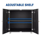 Support d'imprimante robuste sur roulettes, table sous bureau avec portes doubles et armoire de rangement à étagère réglable pour la maison et le bureau
