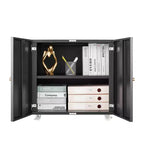 Support d'imprimante robuste sur roulettes, table sous bureau avec portes doubles et armoire de rangement à étagère réglable pour la maison et le bureau