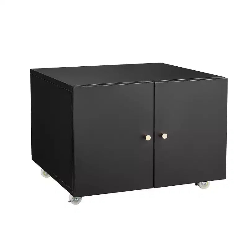 Support d'imprimante robuste sur roulettes, table sous bureau avec portes doubles et armoire de rangement à étagère réglable pour la maison et le bureau