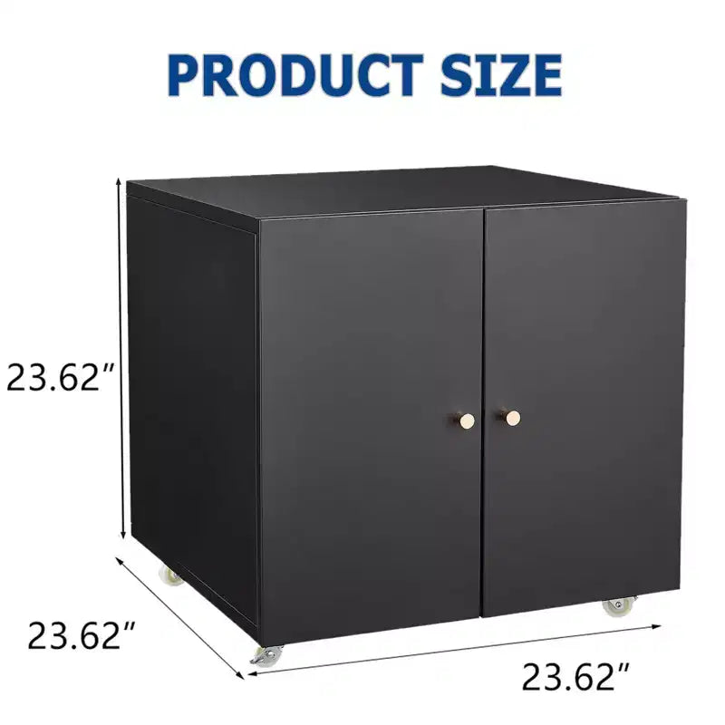 Support d'imprimante robuste sur roulettes, table sous bureau avec portes doubles et armoire de rangement à étagère réglable pour la maison et le bureau
