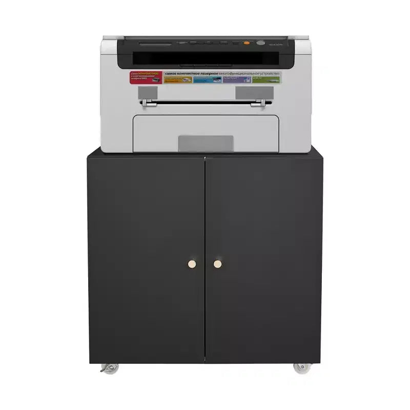 Heavy Duty Printer Stand on Wheels, Under Desk Table with Double-Door and Adjustable Shelf Storage Cabinet for Home, Office