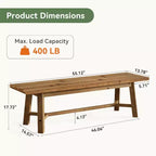 Banc Lantine 55 en bois massif, banc long de style rustique pour entrée, salle à manger, salon, bois massif, marron rustique