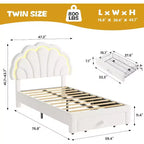 Cadre de lit LED capitonné GuatoWave avec tête de lit chic réglable et tiroir de rangement
