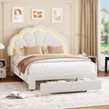 GuatoWave Upholstered LED Bed Frame with Adjustable Chic Headboard and Storage Drawer
