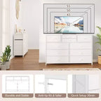 Commode en tissu à 10 tiroirs pour chambre à coucher, commode moderne de 114 cm de large avec cadre en acier et plateau en bois, grand organisateur de rangement avec bacs en tissu