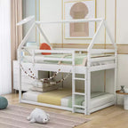 Lit en bois FAMYYT, taille double, avec échelle, montage facile