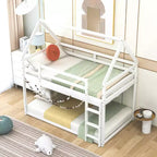 Lit en bois FAMYYT, taille double, avec échelle, montage facile