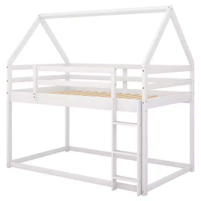 Lit en bois FAMYYT, taille double, avec échelle, montage facile