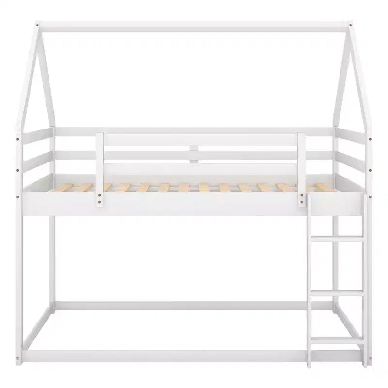Lit en bois FAMYYT, taille double, avec échelle, montage facile