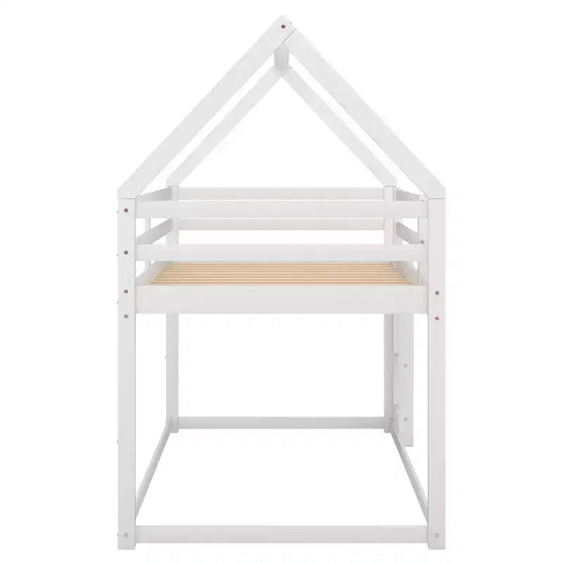 Lit en bois FAMYYT, taille double, avec échelle, montage facile