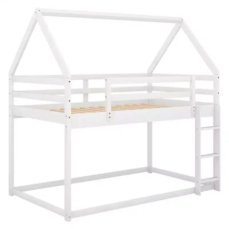 Lit en bois FAMYYT, taille double, avec échelle, montage facile