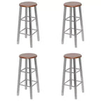 vidaXL Bar Stool Set of 4 Silver and Brown Steel and MDF Standard