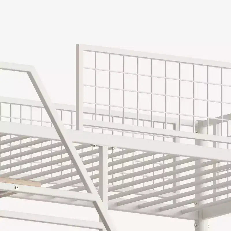 Lit mezzanine Luxystar en métal avec bureau intégré, étagères de rangement et éclairage pour chambre et dortoir,