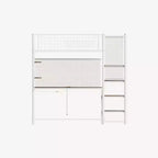 Lit mezzanine Luxystar en métal avec bureau intégré, étagères de rangement et éclairage pour chambre et dortoir,
