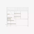 Lit mezzanine Luxystar en métal avec bureau intégré, étagères de rangement et éclairage pour chambre et dortoir,