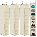 Hanging Shoe Organizer, 8-Shelf Storage Holder with 2 Hooks, No Tools Needed Installation, Space-Saving Shelf for Shoes, Purses, Scarves
