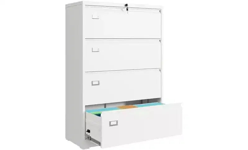 DEXYLLO Classeur latéral 4 tiroirs avec serrure, armoires de classement métalliques pour bureau à domicile