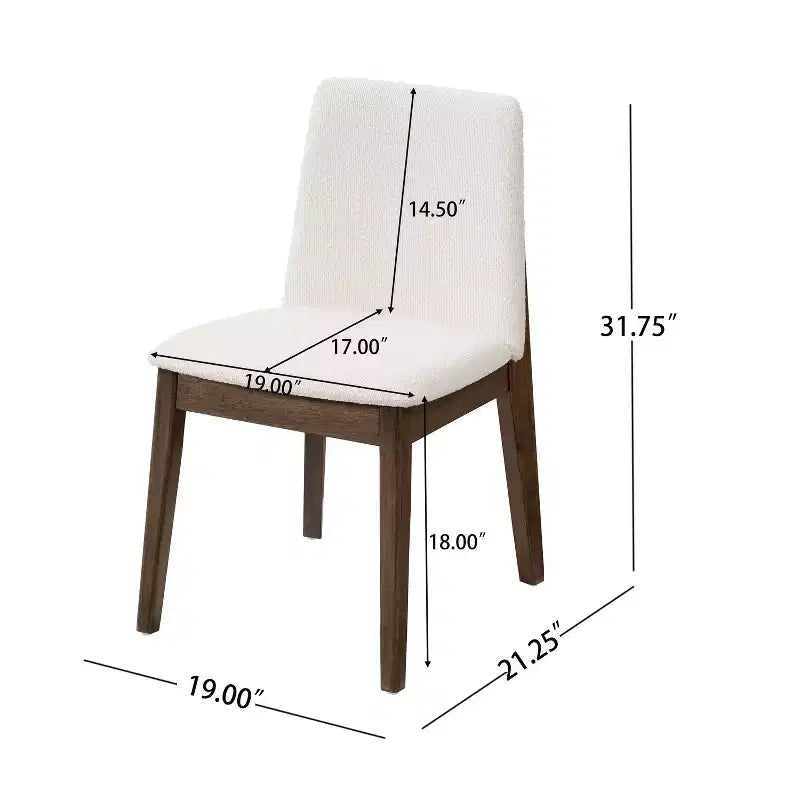 Chaises de salle à manger ModernLuxe, chaises d'appoint sans accoudoirs en bois d'hévéa avec siège rembourré - Lot de 2