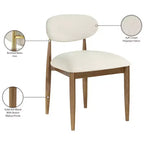 Meridian Furniture Riccio, Chaise de salle à manger latérale rembourrée en tissu performant crème, lot de 2